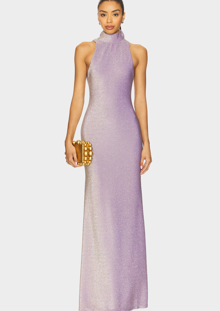 Luna Bloom Halter Backless Maxi Dress