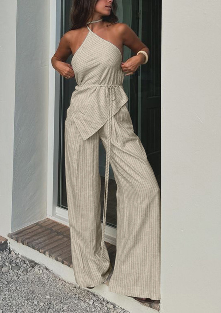 Sahara Linen Lace Up Halter Set