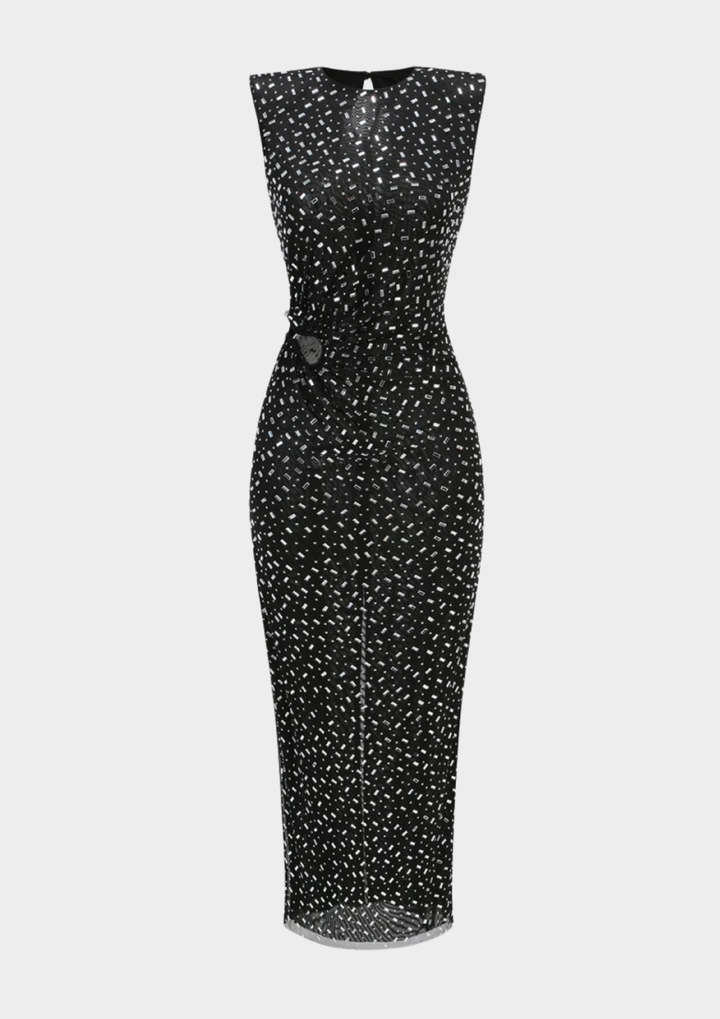 Midnight Crystal Cutout Maxi Dress