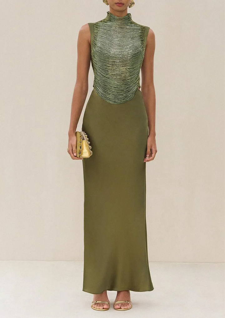 Olive Luxe Shimmer Gown