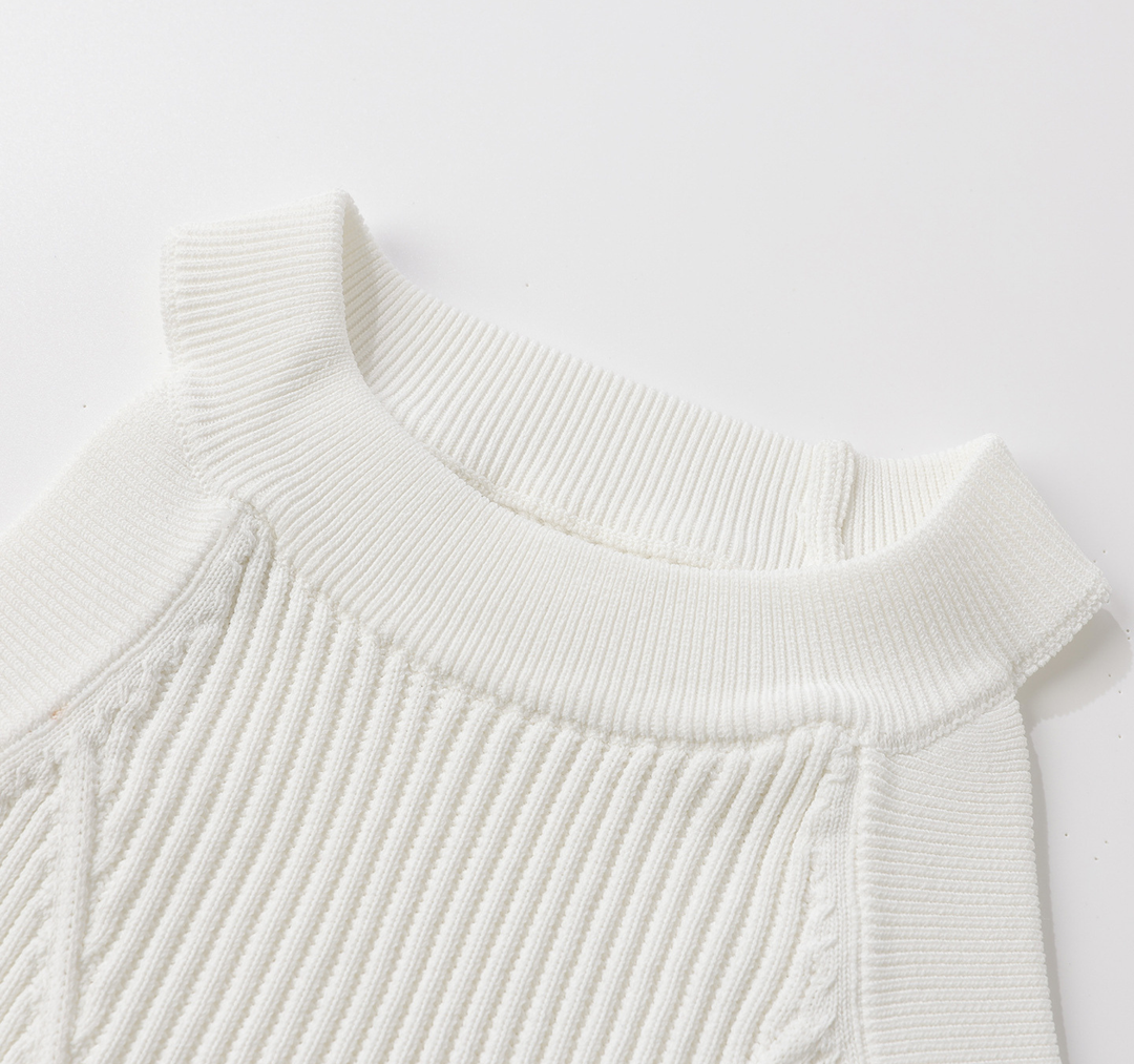 Ivory Ribbed Halter Knit Top