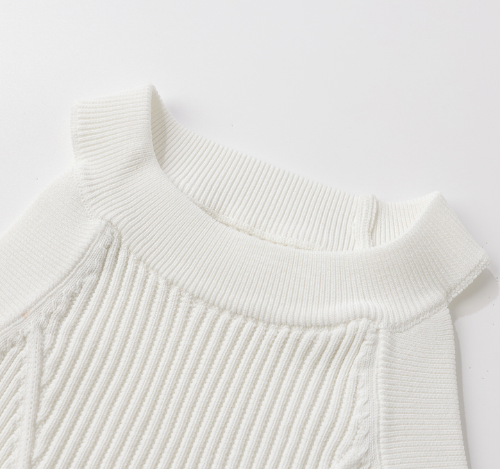 Ivory Ribbed Halter Knit Top