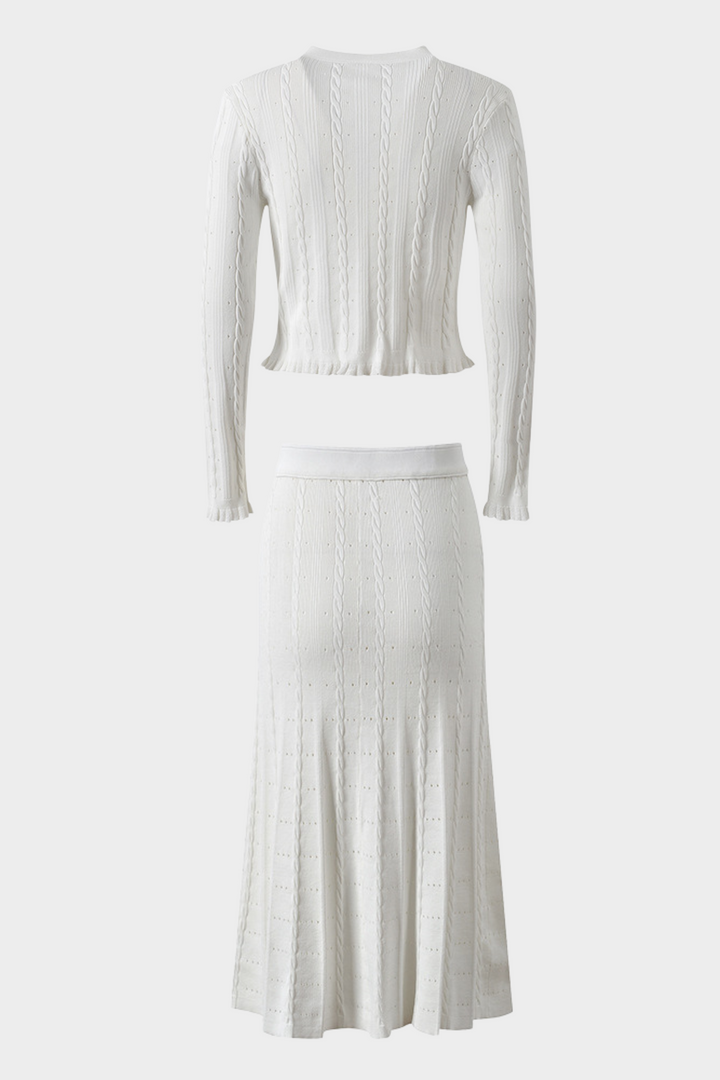 Lily – Knit Elegant Cardigan Top & High Waist Maxi Skirt Set