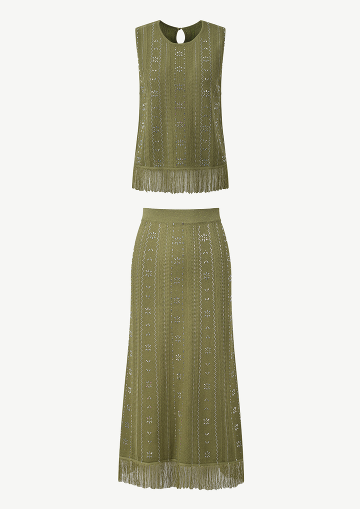 Fringe Knit Maxi Set