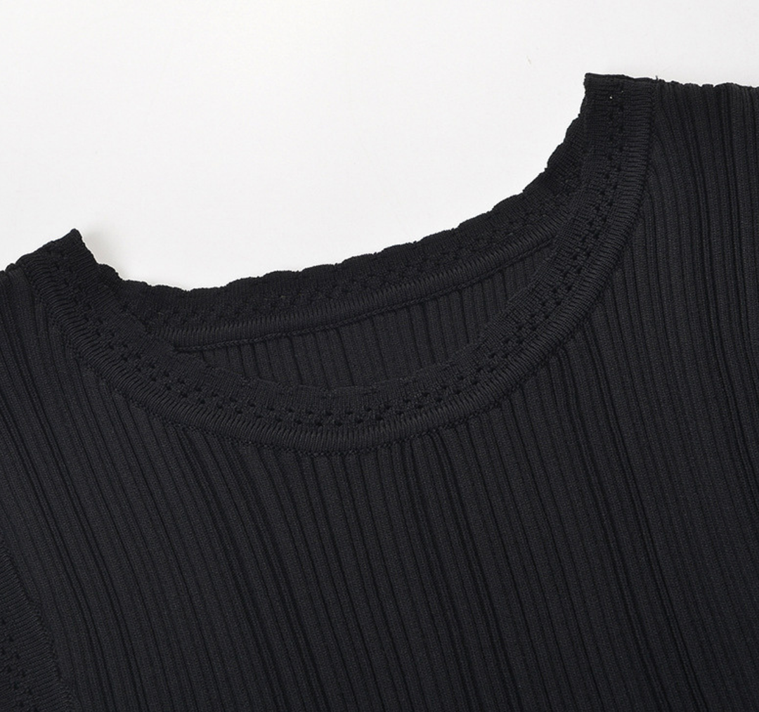 Ribbed Knit Flounce Hem Mini Dress