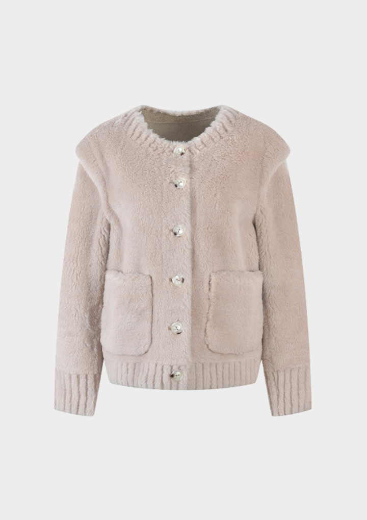 Cozy Lamb Wool Round Neck Jacket