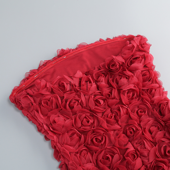 Floral Rose appliqués Backless Mini Dress