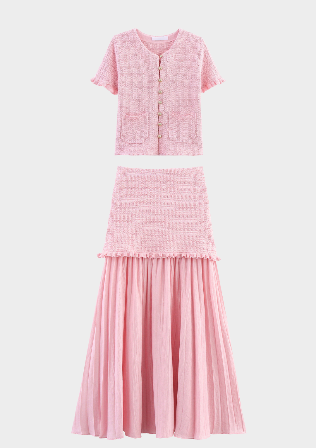 Knit Cardigan &amp; Maxi Skirt Set