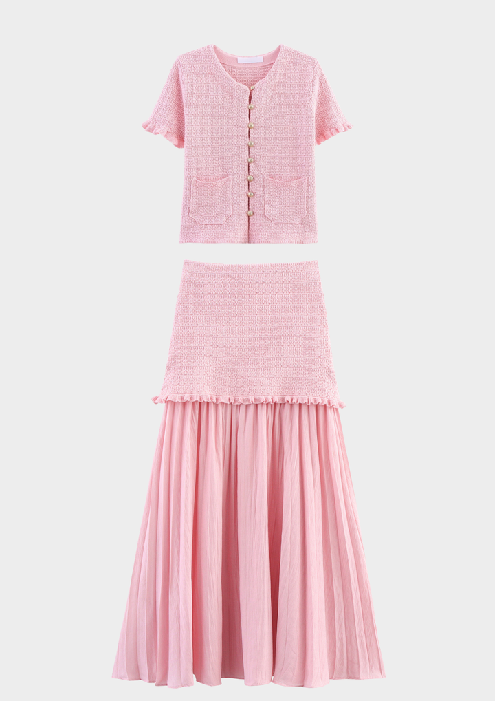Knit Cardigan &amp; Maxi Skirt Set