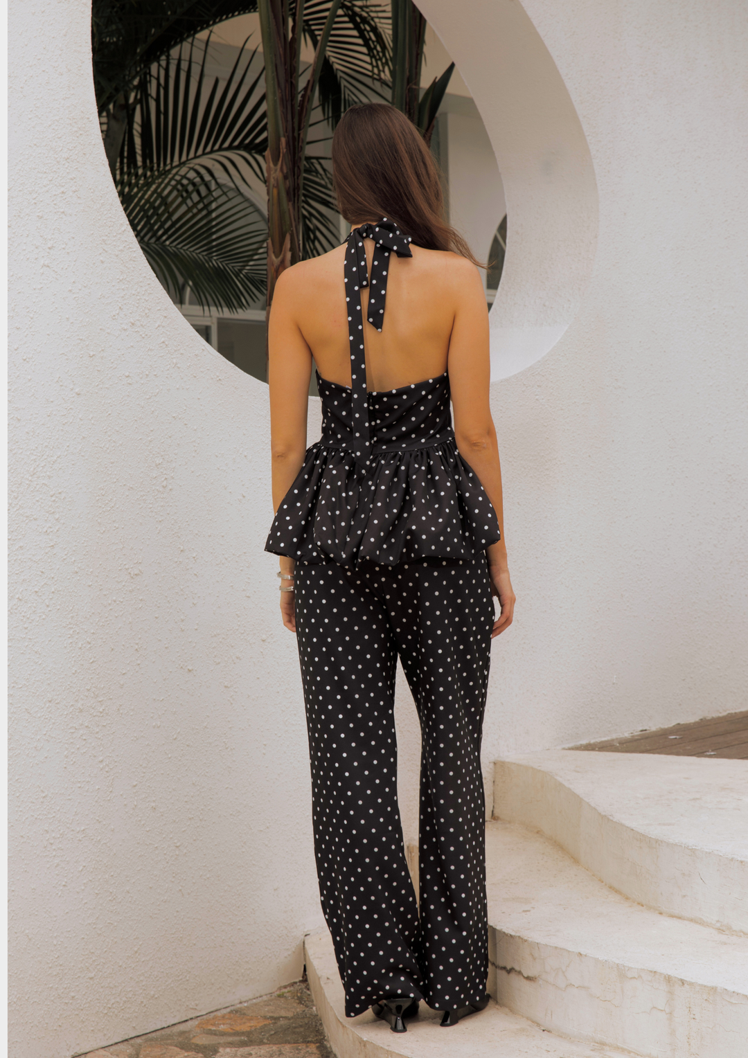Monroe Polka Halter Backless Set