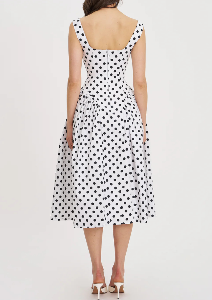 Monroe Polka Flared  Midi Dress
