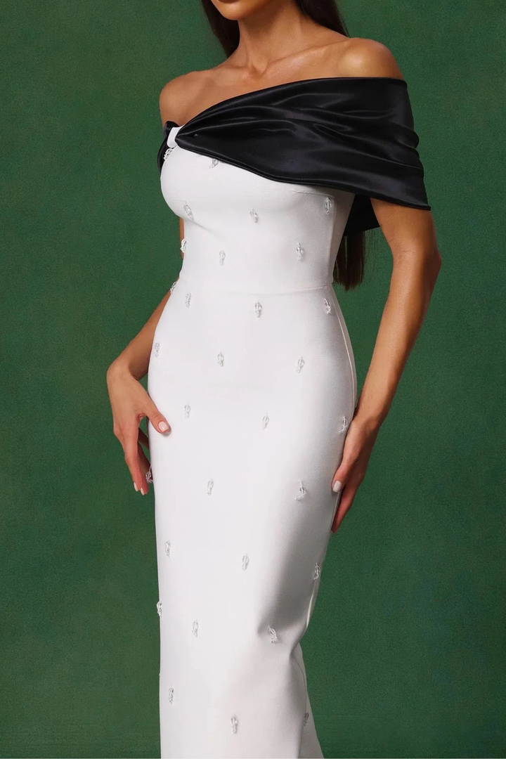 Elegant  Bow One Shoulder  Maxi Dress