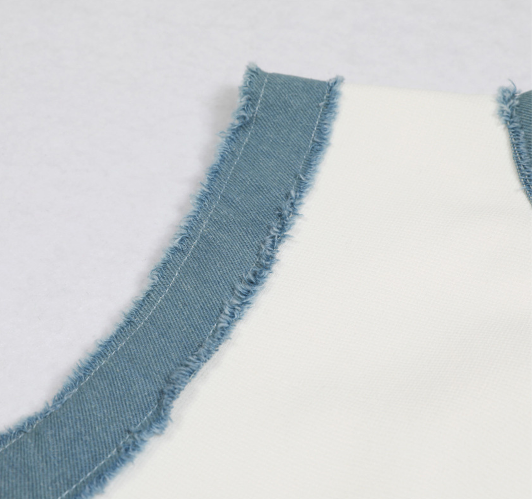 Ivory &amp; Sky Blue Trim Knit Dress