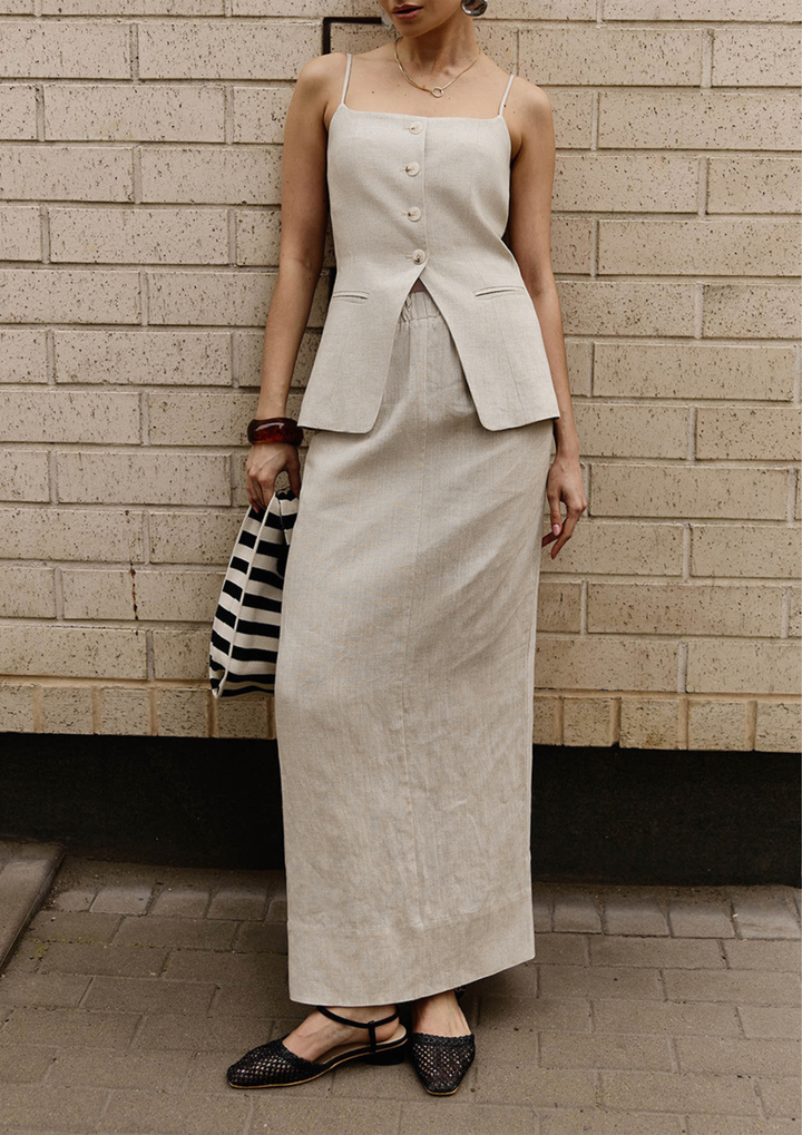 Natural Muse Linen Maxi Set