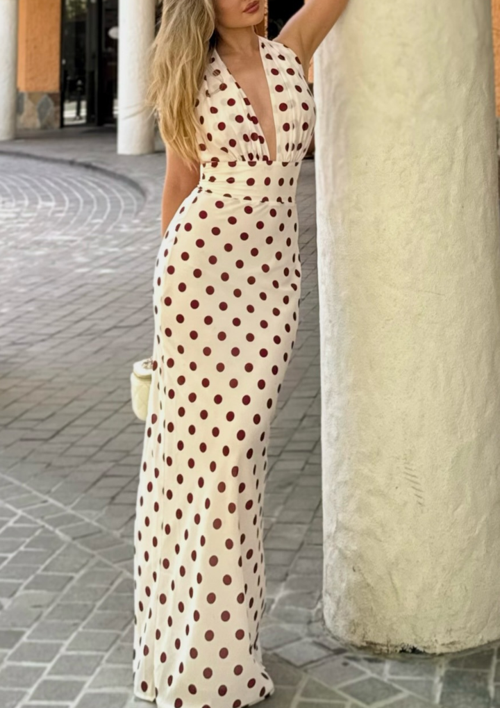 Vintage Polka Dot Maxi Dress