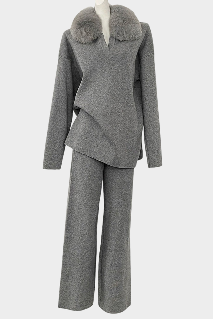 Velora Real Fox Fur Knit Lounge Set - Color Match Edition