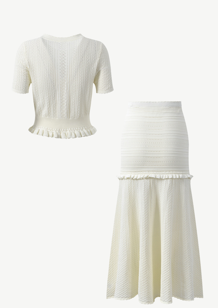 Ruffle Hem Knit Top &amp; Maxi Skirt Set