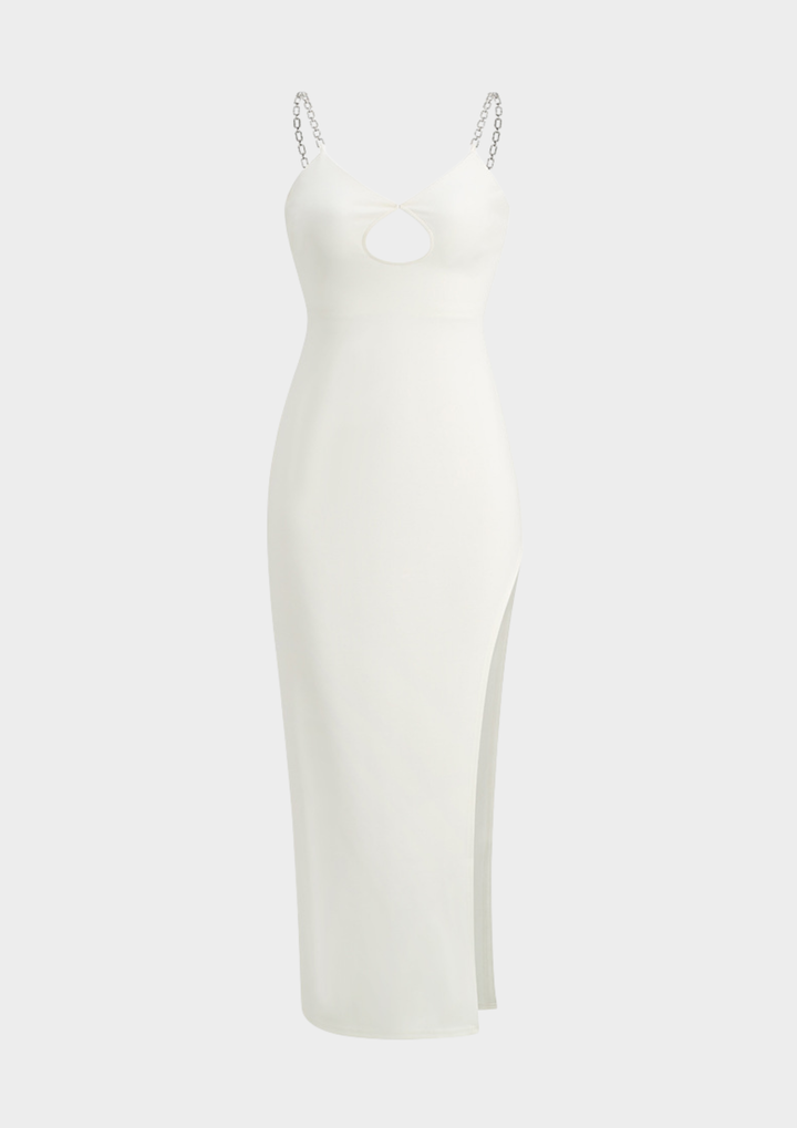 Ivory Chain Strap Cutout Maxi Dress