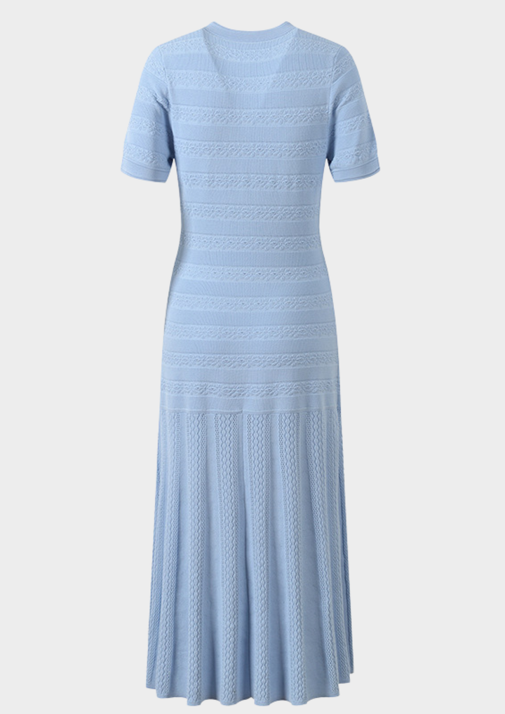 Sky Blue  Elegance Textured Knit Maxi Dress