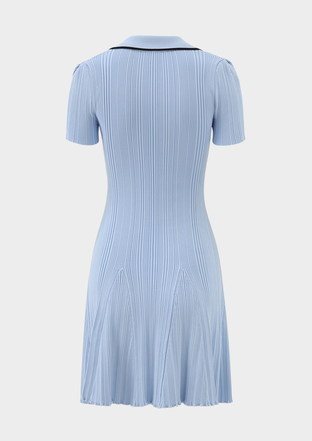 Siena  Knit Buttoned Flare Mini Dress - Blue