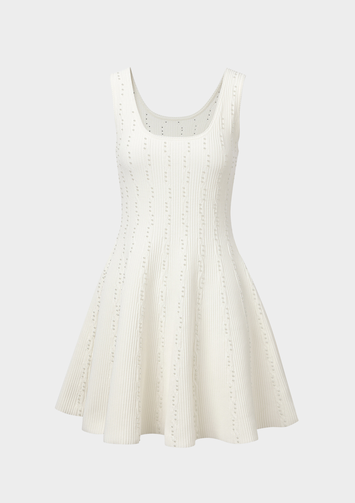 Pearl Embellished Knit Skater Dress