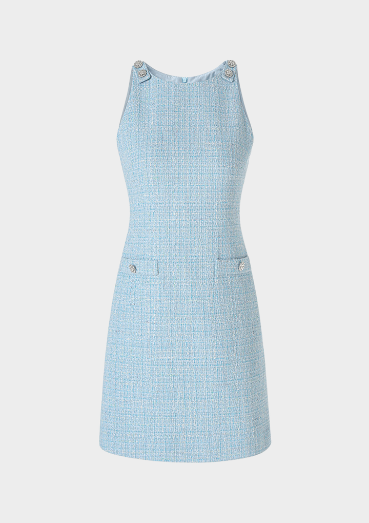 Sky Blue Tweed Shift Dress