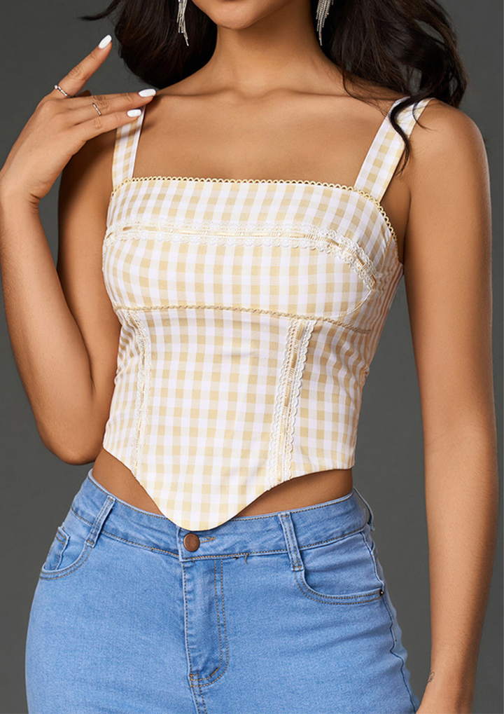 Sunny Gingham Corset Crop Top