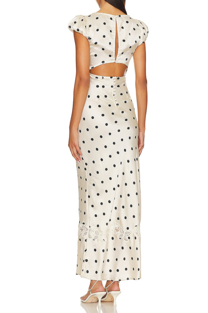 Amélie Vintage Polka Dot Lace Maxi Dress