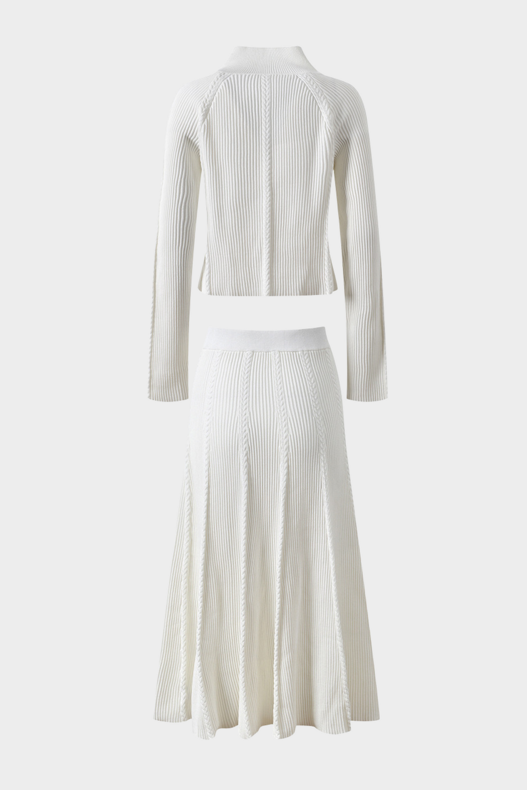 Fall Ribbed Knit Wool Maxi Skirt Set