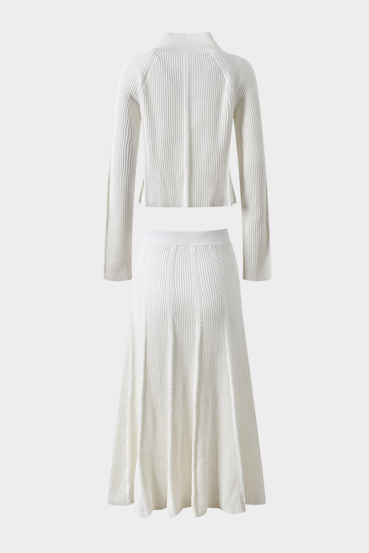 Fall Ribbed Knit Wool Maxi Skirt Set