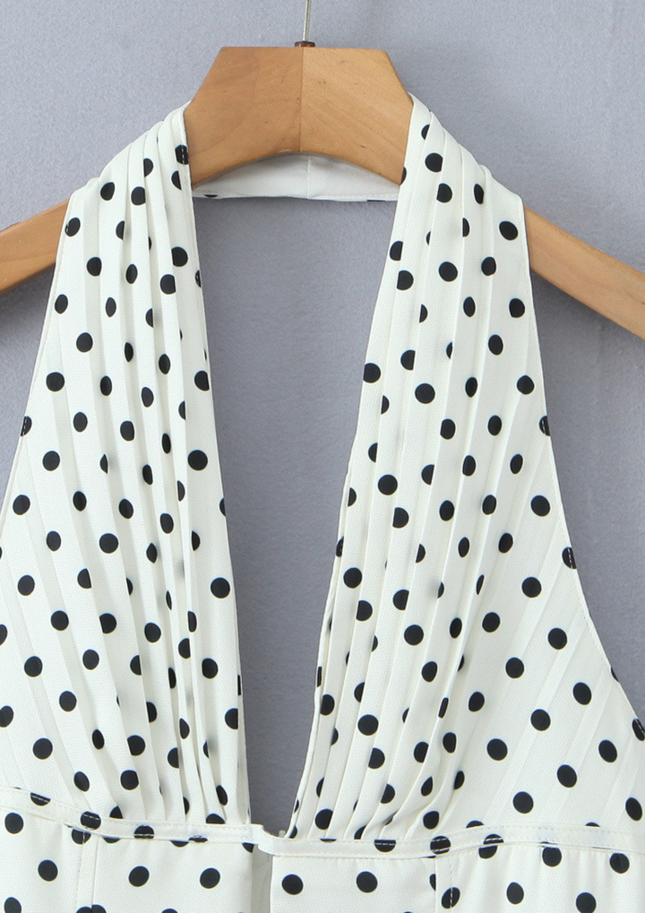 Velour Dot Halter Mini Dress