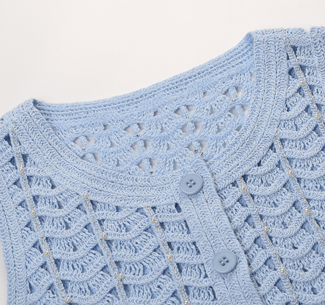 Crochet Knit Top &amp; Shorts Set