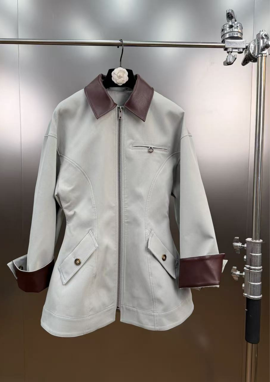 Valencia Leather Trim Zip Jacket