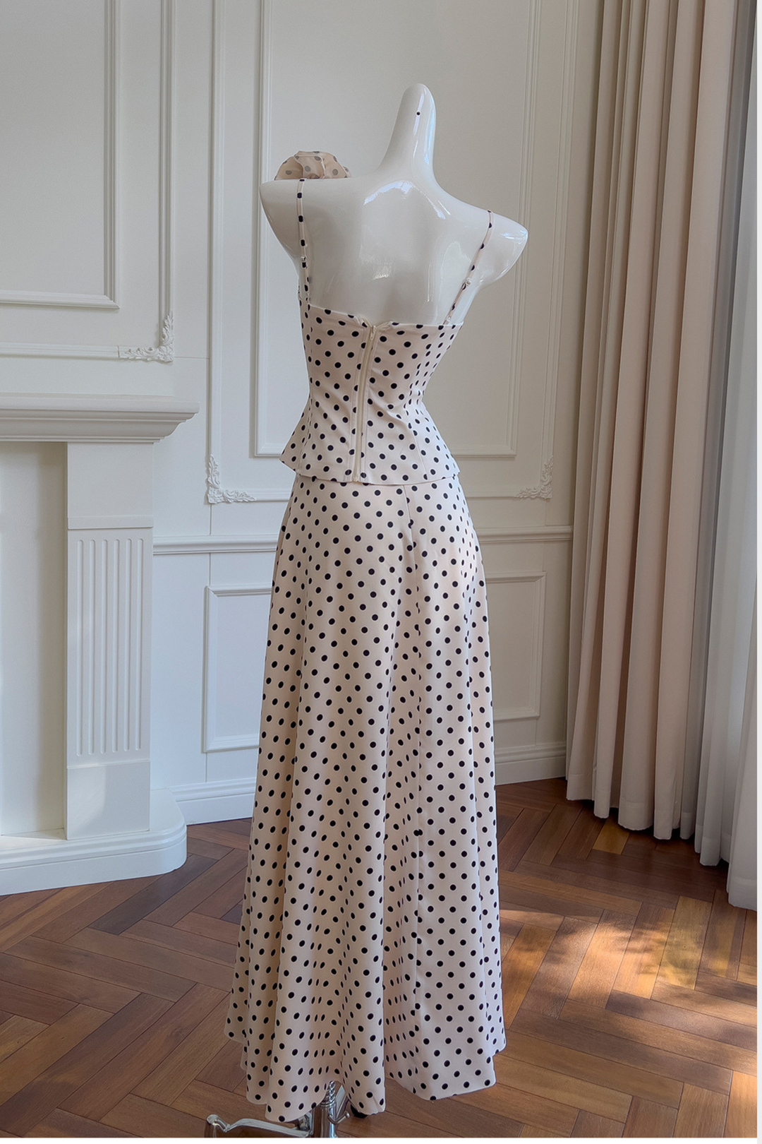 La Rosa Polka Luxe Satin Maxi Set