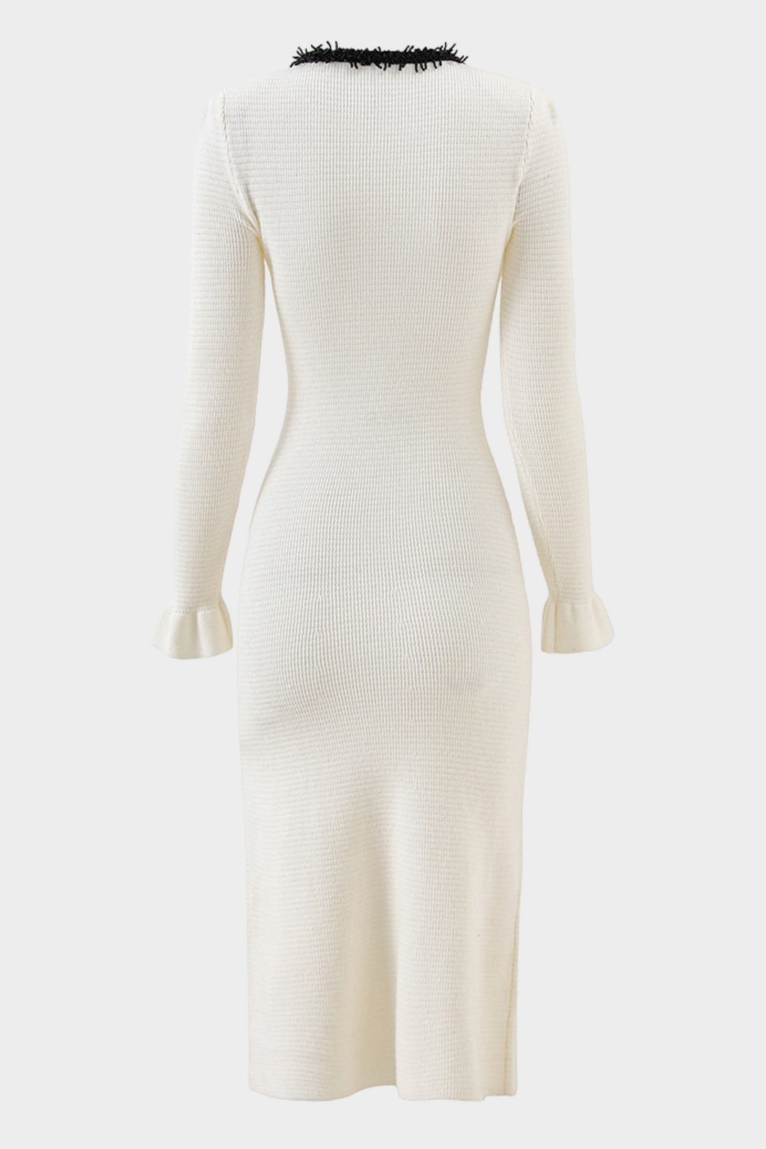 Viscose Knit Midi Dress with Beaded  Flared Cuff Sleeves Midi dress