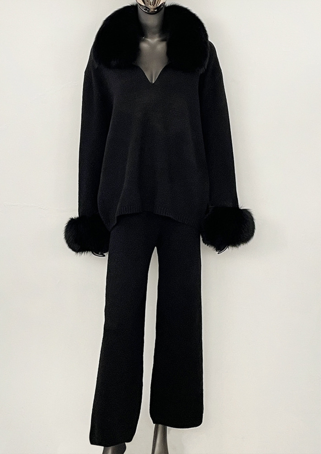 Serena Fur Collar Knit Set