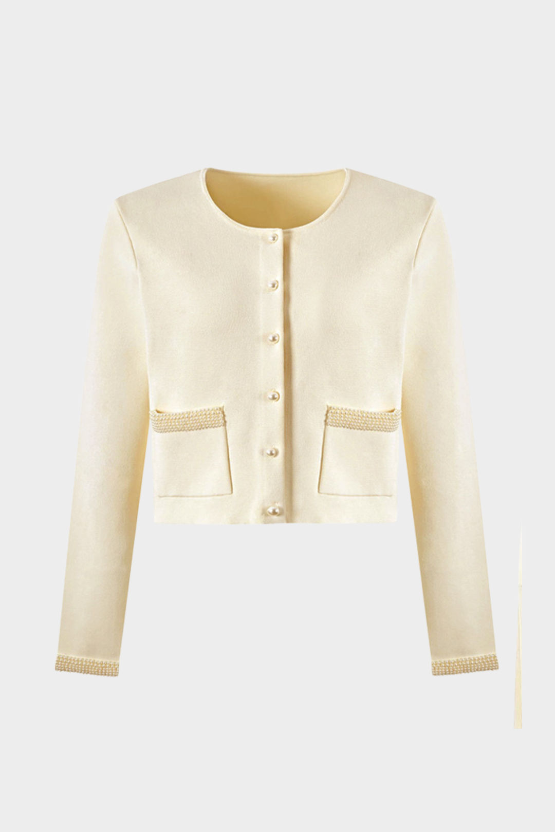Pearl Trim Knit Jacket Top