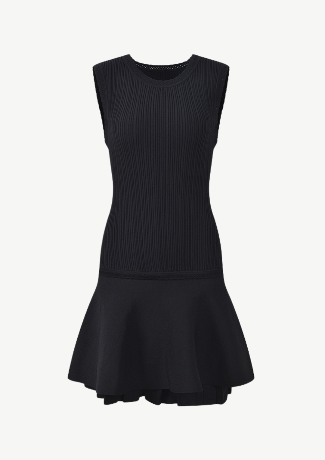 Ribbed Knit Flounce Hem Mini Dress