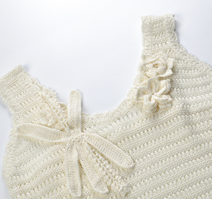 Rosette Crochet Knit Tank Top