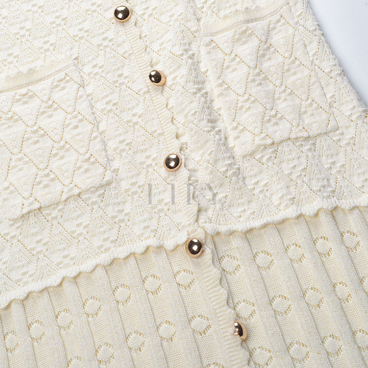 Mirella Crochet V Neck Knit Maxi Dress