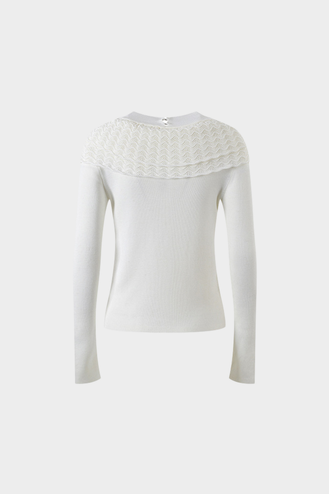 Heart Bow Lace Splicing Round Neck Wool Sweater Top