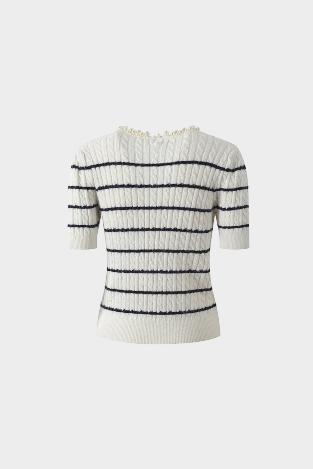 Pearl Striped Jacquard Knit Sweater Top