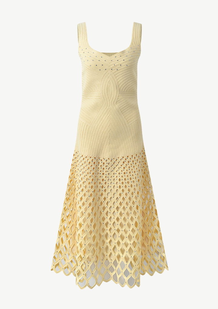 Crystal Embellished Knit Midi Dress