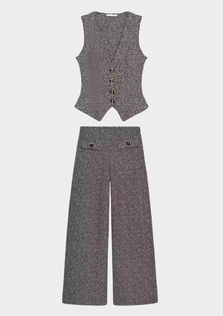 Marais Tweed Vest &amp; Wide Leg Trouser Set