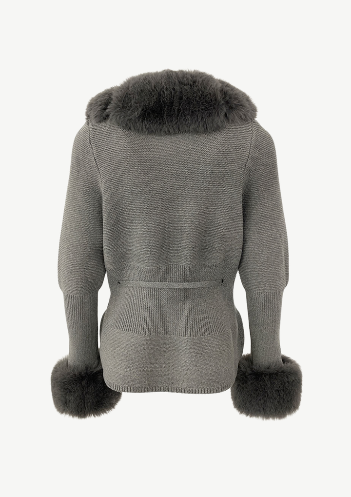 Elara Fur Trim Knit Cardigan