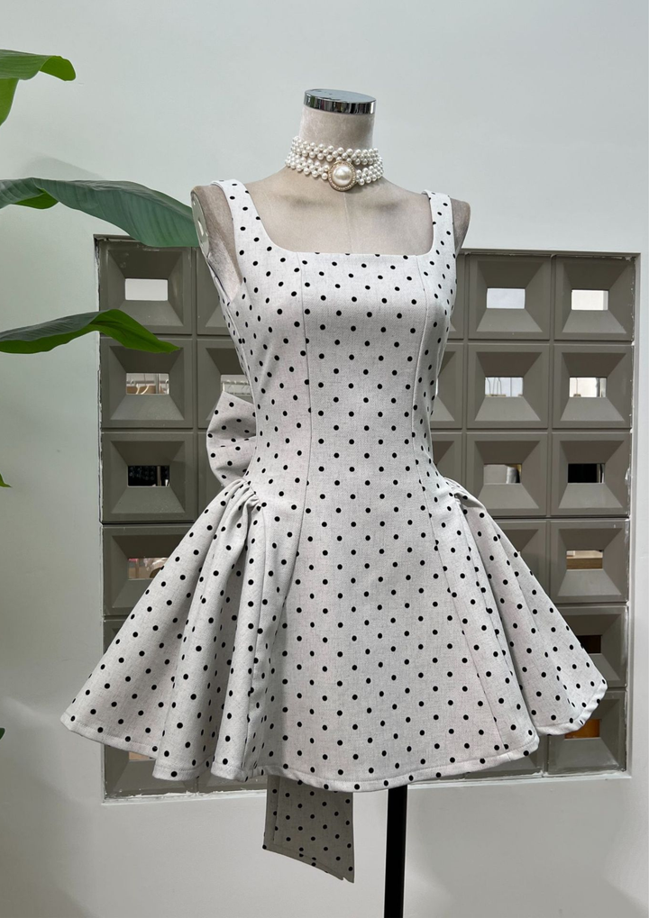 Monroe Bow Back Polka Mini Dress