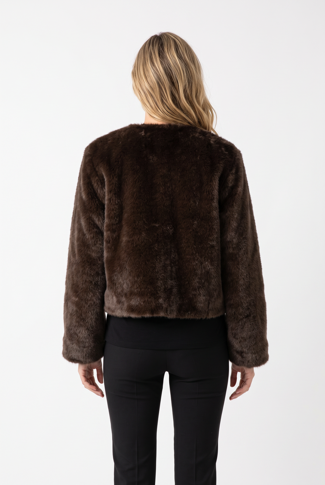 Elegant Faux Fur Round Neck Jacket