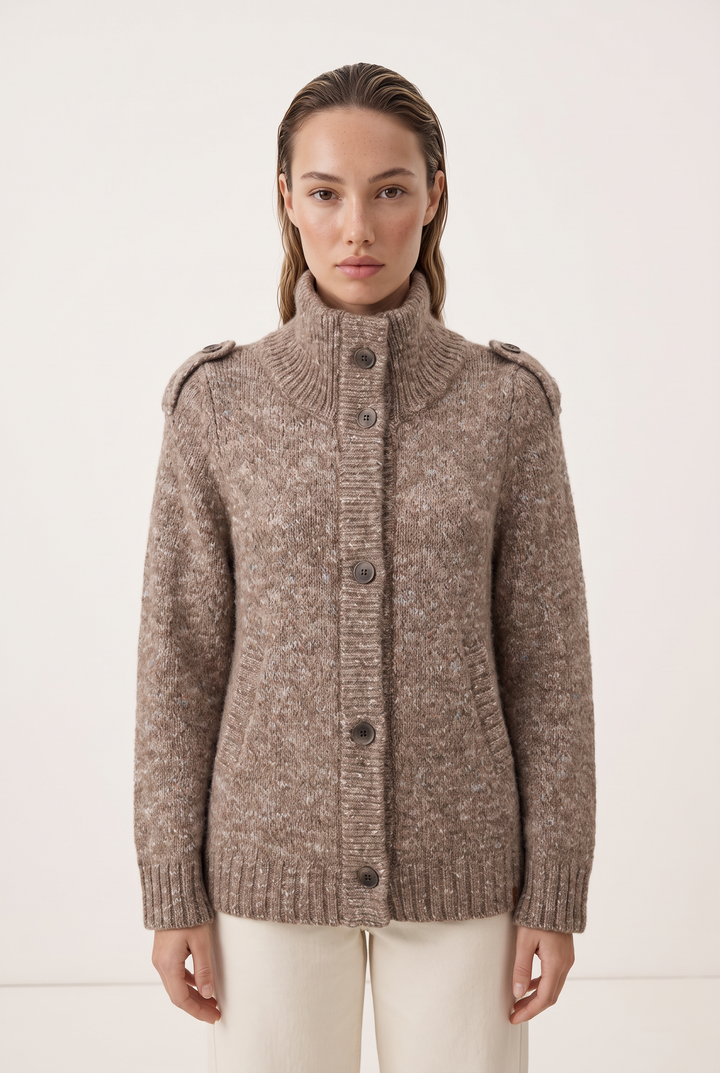 Aurelia High-Neck Knit Cardigan