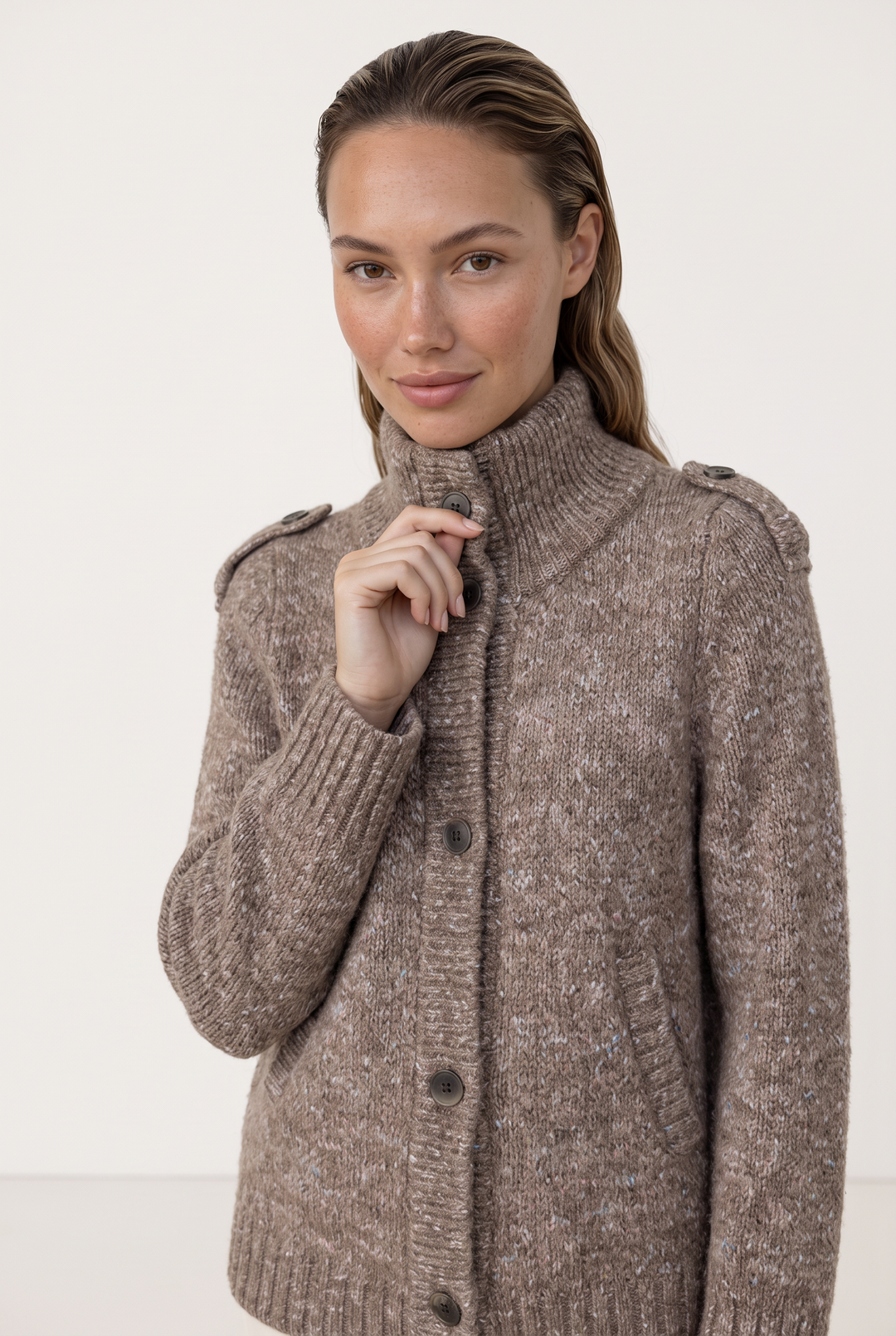 Aurelia High-Neck Knit Cardigan