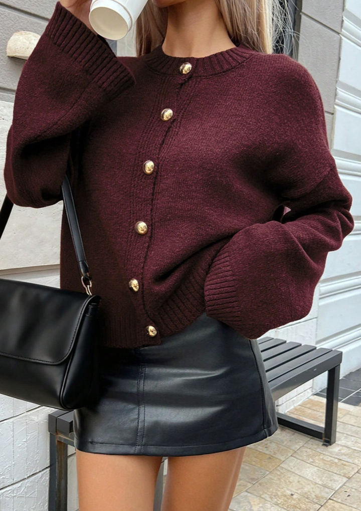 Juliette Gold Button Knit Top